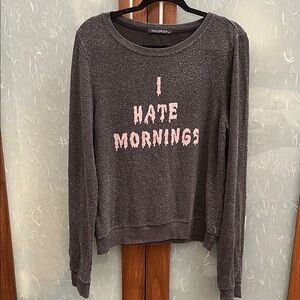 Wildfox Charcoal Sweatshirt with Pink Lettering
